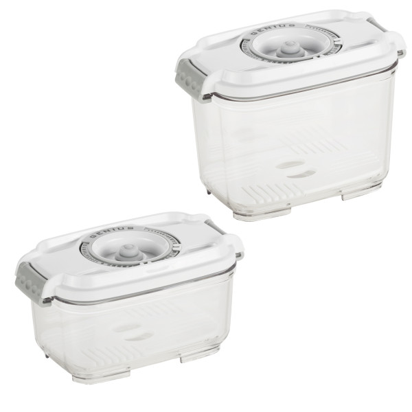 Deluxe-Vakuum-Dosen 0,5& 0,8l mit Einlegeböden, Set 6tlg., weiß
